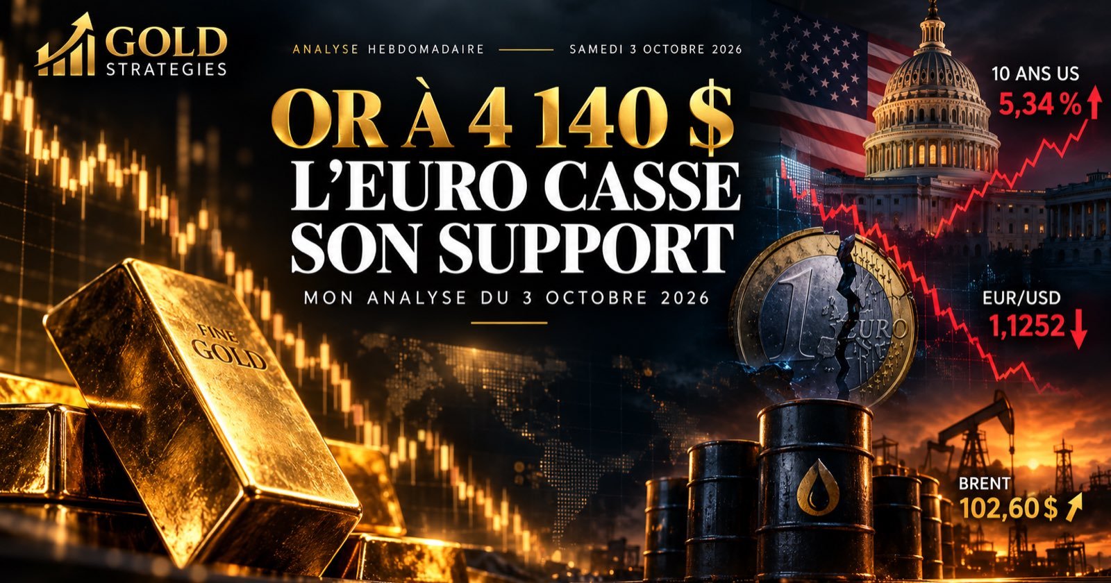 Or à 4 140 $, l'euro casse son support : mon analyse du 3 octobre 2026 — Gold Strategies