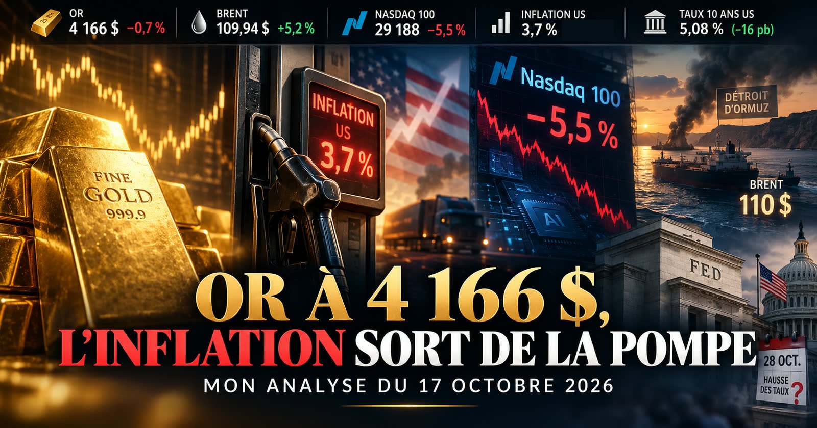 Or à 4 166 $, l'inflation sort de la pompe : mon analyse du 17 octobre 2026 — Gold Strategies