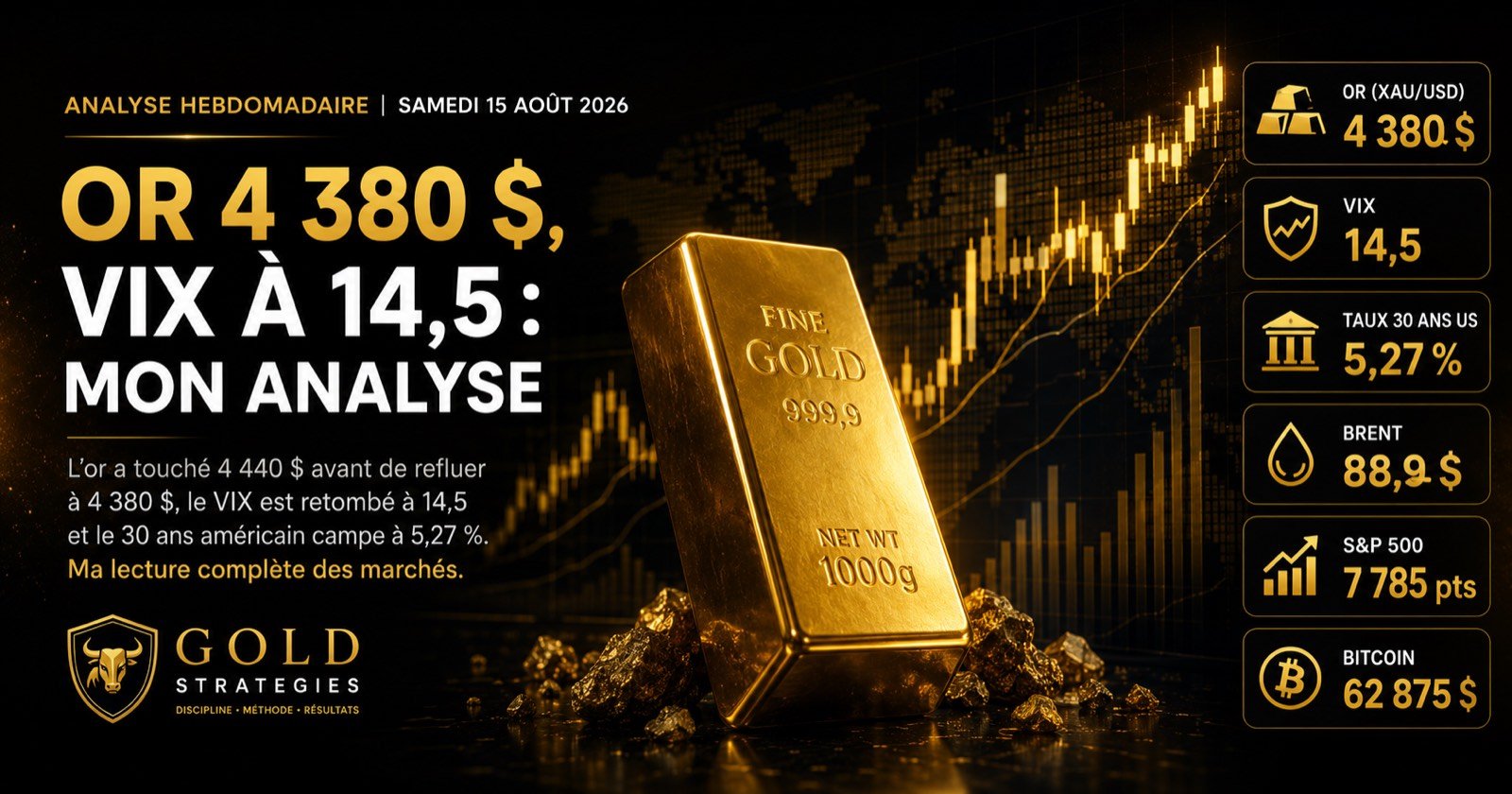 Or 4 380 $, VIX à 14,5 : mon analyse des marchés