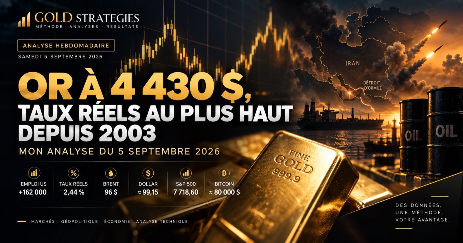 Or à 4 430 $, taux réels au plus haut depuis 2003 : mon analyse du 5 septembre 2026 — Gold Strategies