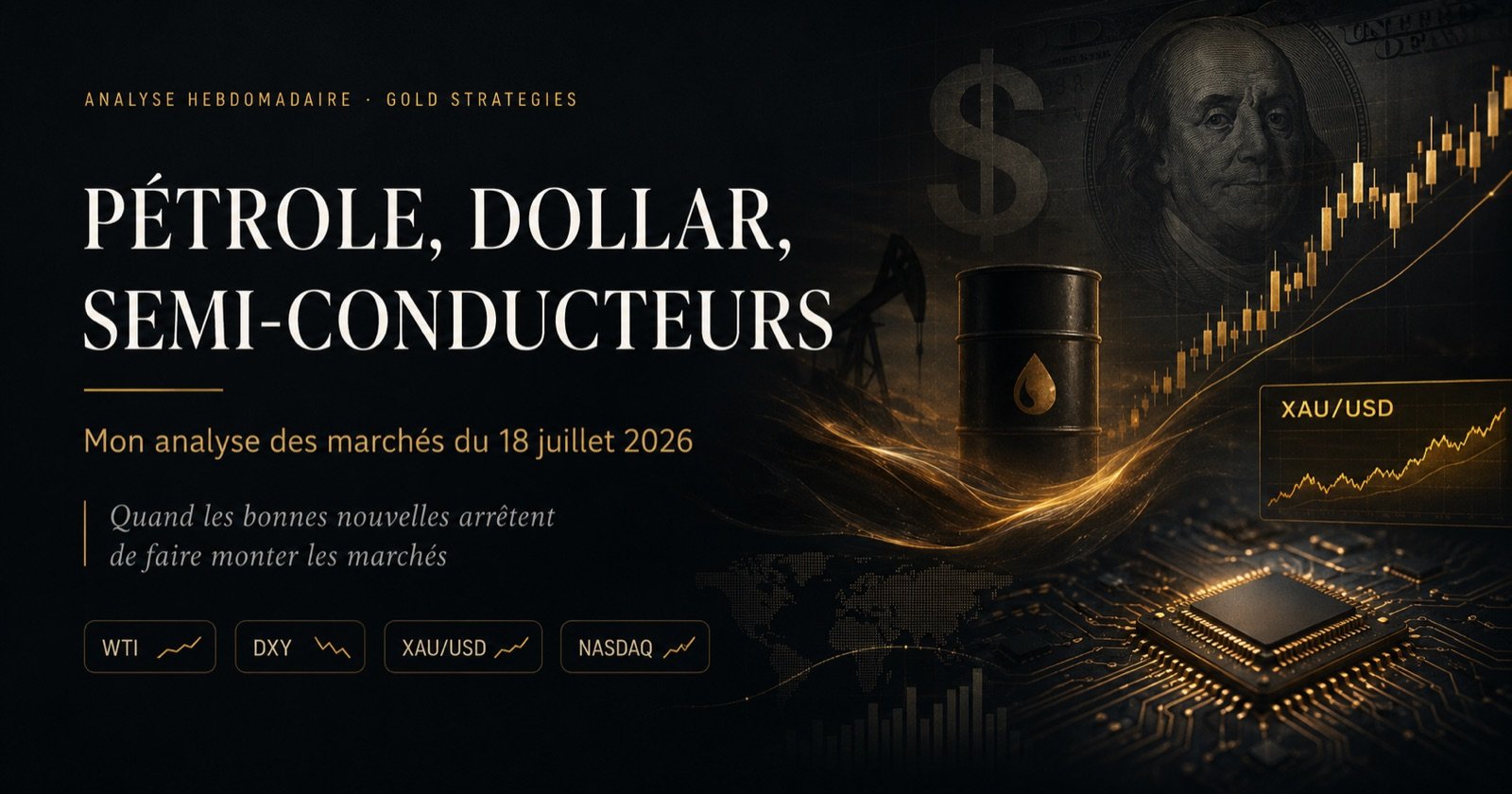 Pétrole, dollar, semi-conducteurs — mon analyse des marchés du 18 juillet 2026, Gold Strategies